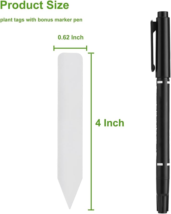 300 Pack Plant Labels, 4 Inch Potted Plant Name Tags Plastic, Seedlings Seed Markers Nursery Plant Stake Tag with Marking Pen for Outdoor Indoor Garden Patio Flower Vegetable, White