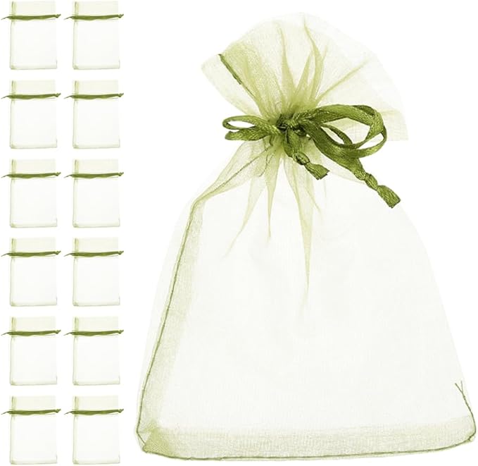 SUPVOX Fruit Protection Bags Mesh Netting with Drawstring 50 Pcs Reusable Organza Garden Bags for Oranges Mangoes Outdoor Fruit Tree Protection