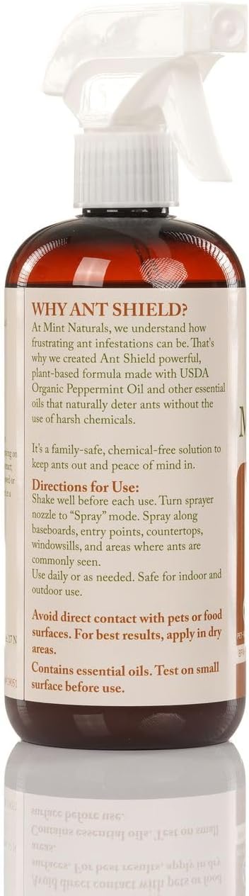 Natural Ant Repellent Spray – USDA Organic Peppermint Oil Formula That Helps Deter Ants, 16 oz – Made in USA by Mint Naturals