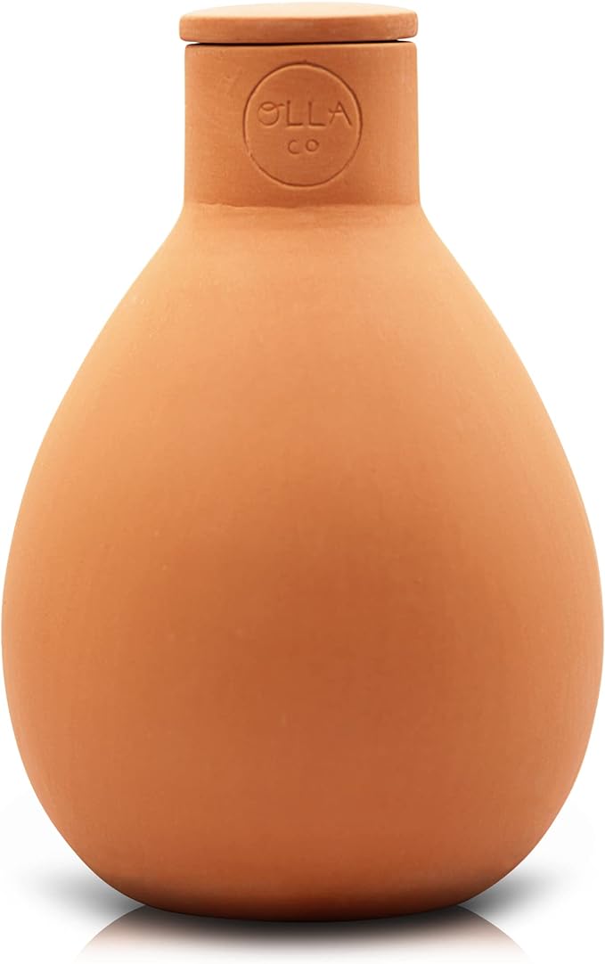 The Olla Company Classic Olla Watering Pot with Lid - Terracotta Self Watering Irrigation up to 2 ft in Diameter for Gardens, Raised Beds, and Pots - Vacation Friendly - Small