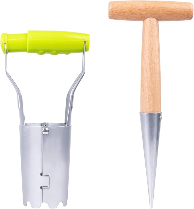Gardening Planting Tool Set, Convenient for Digging Holes/Filling pits - with Depth Marking, More evenly Plants Tulips, Daffodils, Dahlias, for Planting Bulbs, Moving Plants (Light Green Suit)