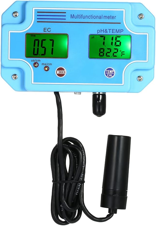 Professional 3 in 1 pH/EC/Temp Meter Water Detector Multi-Parameter Digital LCD Tri-Meter Multi-Function Water Quality Monitor Multiparameter Water Quality Tester