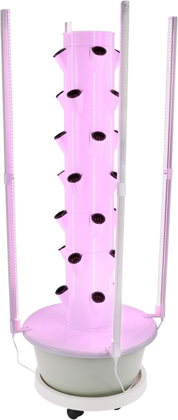 Hydroponic Growing System with LED Grow Lights, 28 Pods 7 Tiers Vertical Hydroponic Tower, Home Hydroponic Garden with Water Pump, Timer, Plants Germination Kit for Herbs, Fruits, Vegetables