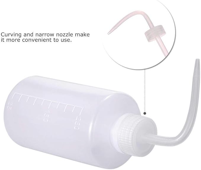 Wash Bottle 500ml and 250ml Narrow Mouth Squeeze Bottle Medical Lab Plastic Safety Squeeze Bottle No Spill Bend Mouth Watering Cans