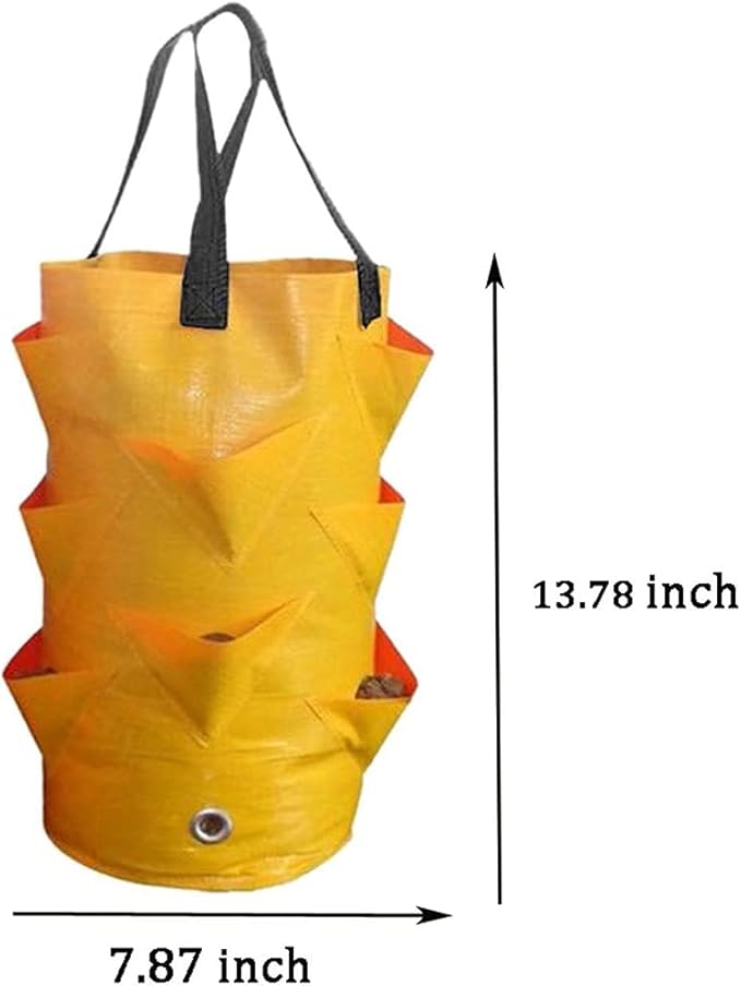3 pcs Hanging Planter Bag with Handles, Plastic Hanging Strawberry Planting Containers Strawberry Grow Bags Foldable Durable Growing Bags Grow Planter for Growing Vegetables Flowers Herb Plant