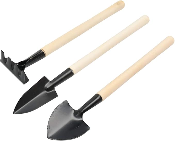 calary Mini Garden Tool Set 3 Pcs Hand Planting Tools Small Shovel/Rake/Spade Succulent Soil Tools for Gardening Life