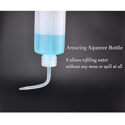 Valchoose Plastic Squeeze Bottle Leak Proof, 250ml | 8.5oz White Wash Bottle Chemical, LDPE, Safety, Medical with Narrow Mouth Scale Labels for Succulent Tattoo Label Watering (1 Bottle)