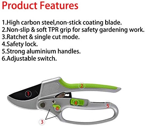 Garden Guru 2 in 1 Ratchet Pruning Shears Clippers – 4X Cutting Power – Ratcheting Garden Anvil Pruners Scissors - Ergonomic Grip - Makes Tough Cuts Easy - Great for Seniors & Arthritic Hands (2 Pack)