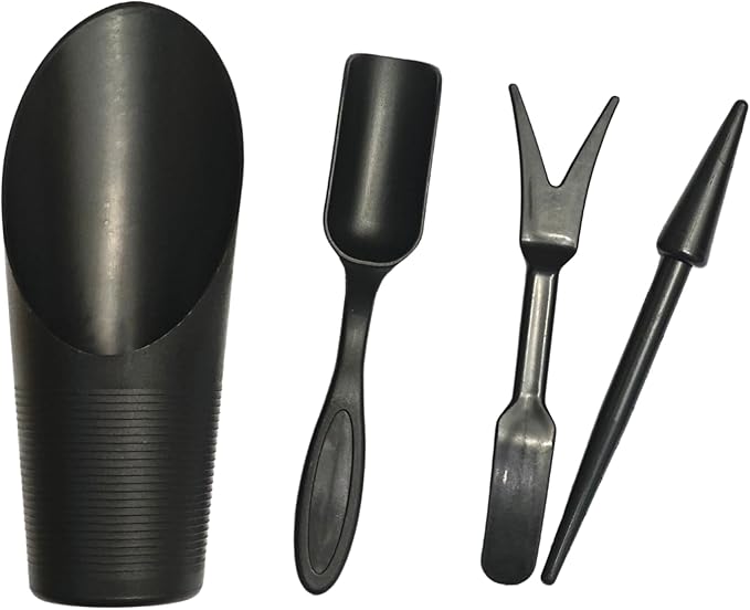 Garden Shovel Hand Tools Transplanting Potting Bonsai Soil Scoop Plastic Succulent Kits,Mini Garden Plant Care Shovel Soil (Black)