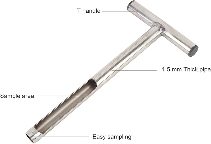 12in Soil Probe, Stainless Steel Soil Sample Probe with 2 Bags, T Handle Soil Test Probe Kits Tool for Soil Sampling, Home Plant Care, Garden, Farm, Lawn
