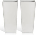 Tall Planters for Outdoor Plants, Large Resin Flower Pots for Garden, Front Porch, Patio, Indoor - Set of 2 (White, 28 inch - 2 Pack)