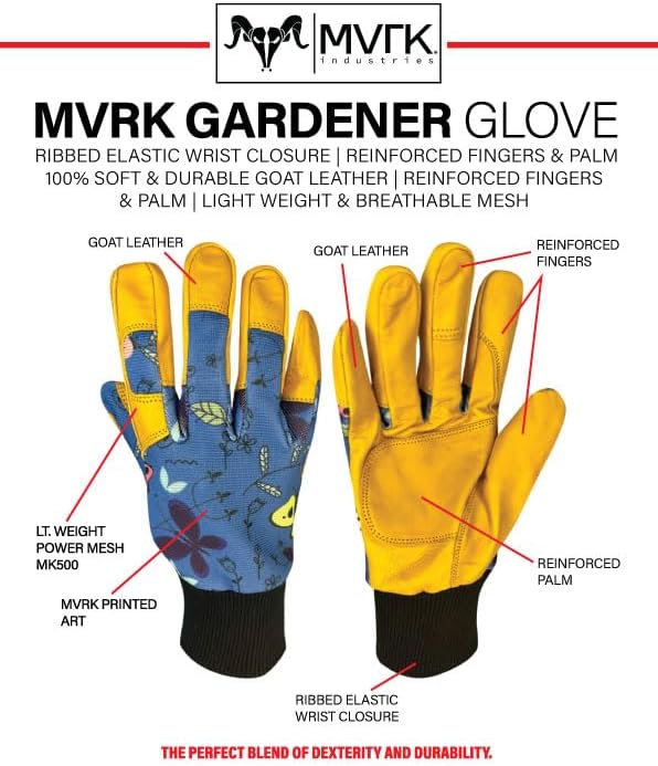 MVRK1571 Gardener Work Glove With Touchscreen Capability And Elastic Cuff- Breathable and Comfortable Design