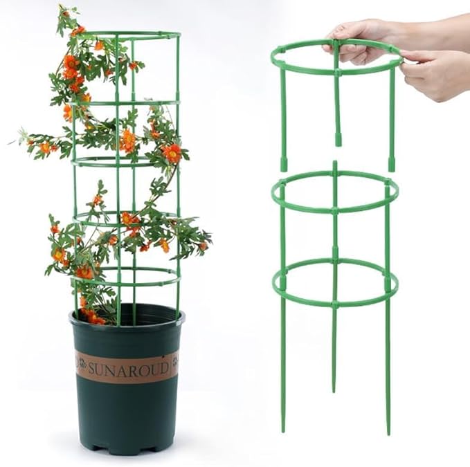 Green Tomato Cage | Tomato Support | Adjustable Green Plant Supports for Garden | 48in Deformable Assembled Support | Trellis for Vegetable, Flower and Fruit Growing