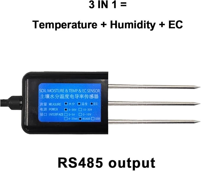 RS485 7 in 1 Soil Integrated Transmitter Temperature Humidity EC npk ph Soil Sensor(3 in 1 H-T-EC)