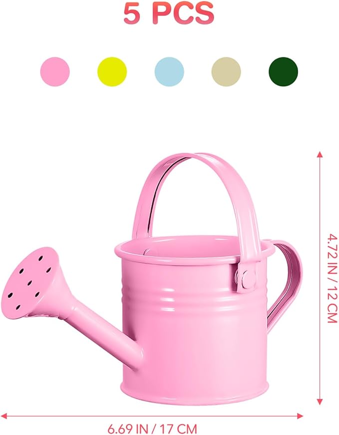 Healeved 5Pcs Iron Kids Watering Cans Chic Small Water Can Watering Bucket Kids Watering Tin Can for Garden Beach Water Bucket for Kids