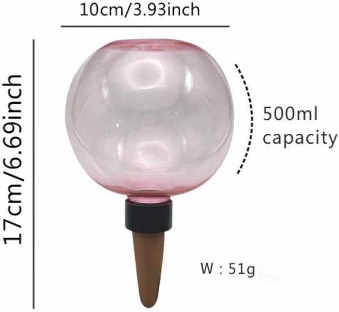 Komorebi Large Plant Watering Ball 17.6 oz- Top-Fill-Self Water Planter Indoor/Outdoor Plastic Slow-Release Water Ball Terracotta for Plants (4, Transparent)