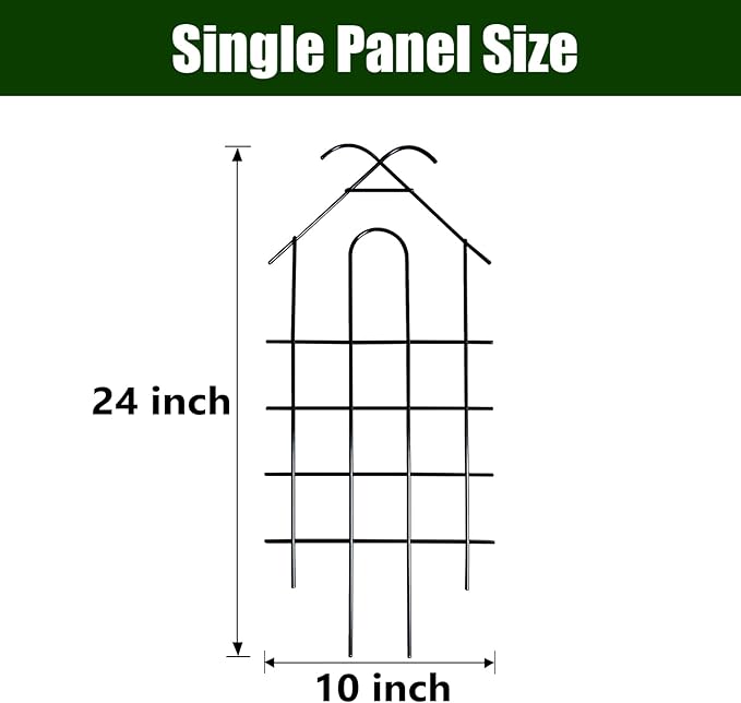 ARIFARO 24" Metal Garden Trellis for Climbing Plants, 4 Pack Plant Trellis for Potted Plants, Indoor Outdoor Black Trellis for Vines, Flowers, House Plants, 10" Wide
