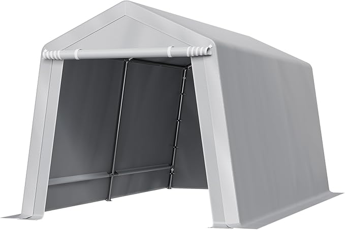 VEVOR Portable Outdoor Storage Shelter Shed, 8 x 14 x 7.6 ft Heavy Duty Instant Storage Tent Garage Sheds with Roll-up Zipper Door for Motorcycle, Bike, Garden Tools