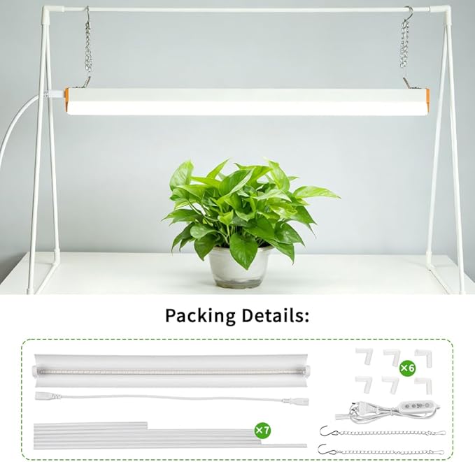 Grow Light Stand, 10W Grow Light kit for Indoor Plants, 2ft Plant Grow Rack, Full Spectrum, Enhanced red Light Good for Flowering, Height Adjustable, Iron Bracket, on and Off Switch
