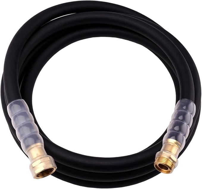 Heavy Duty Premium Garden Hose 15ft x 5/8", 300PSI Working, 1000PSI Burst, Hybrid Rubber Water Hose with Transparent Swivel Handle - Hot/Cold Water - Five Layered Braiding with Brass fittings (Black)
