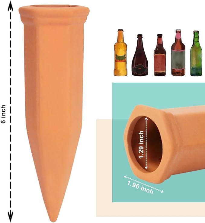 vensovo Terracotta Self Watering Spikes - 16 Pcs Potted Plant Watering Devices Vacation Self-Watering Stakes for Outdoor, Indoor Plants, Wine Bottle