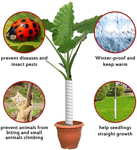 Watayo 6 Pcs Tree Trunk Protector- 2 Size Tree Wraps to Protect Bark- Plastic Spiral Tree Guard- Tree Bark Protector Tube Wraps to Protect Saplings Plants from Deer Rabbit Cats Rodents Mowers