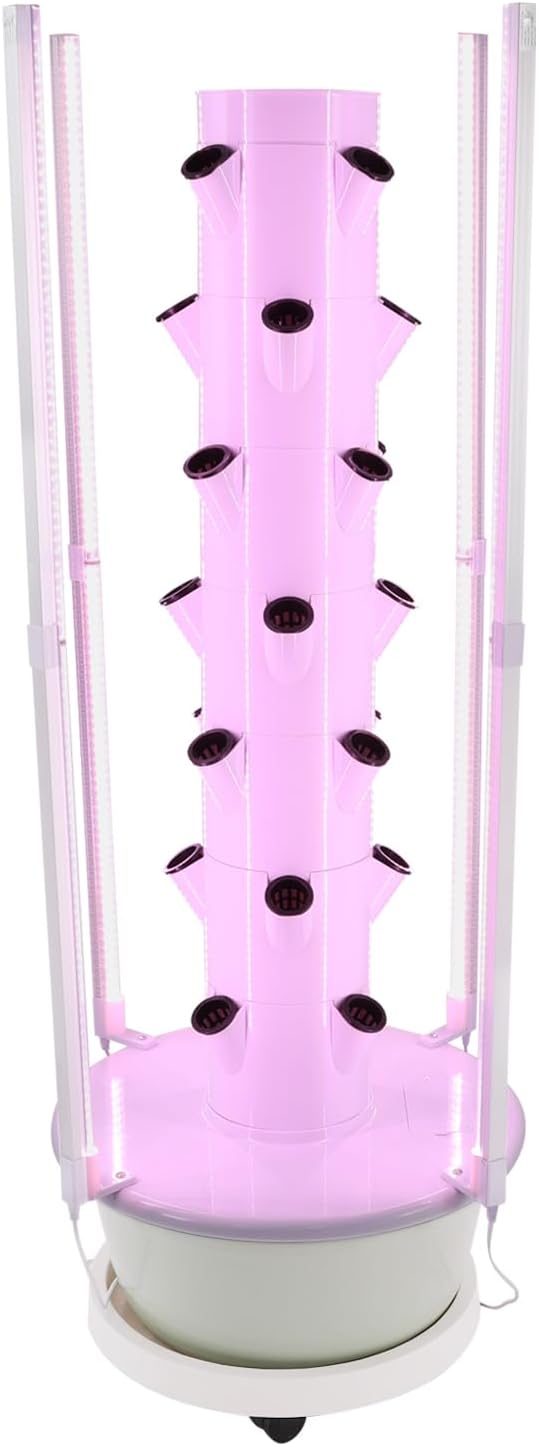 Hydroponic Growing System with LED Grow Lights, 28 Pods 7 Tiers Vertical Hydroponic Tower, Home Hydroponic Garden with Water Pump, Timer, Plants Germination Kit for Herbs, Fruits, Vegetables