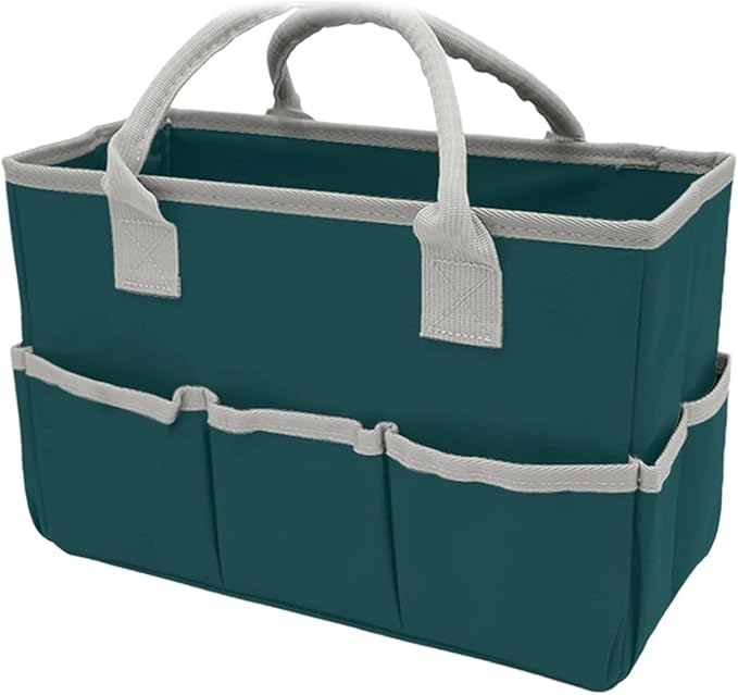 2.Foldable and reusable garden storage, sturdy handheld design with 8 compartments for indoor/outdoor organizer pouches