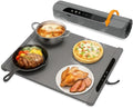 17"x15" Dark Gray Electric Food Warming Silicone Mat - 10 sec Fast & Even Heating Tray - Upto 10 Hrs Timer, 50-100°C Adjustable Temp, Child Lock & Safety Edge - Portable Kitchen Countertop Warmer Pad