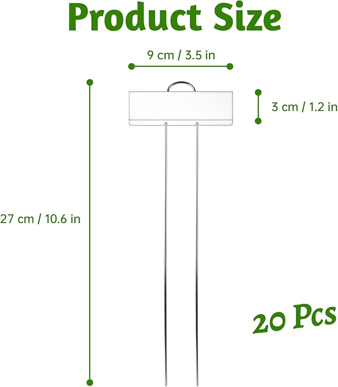 20 PCS Metal Plant Labels for Outdoor Garden Weatherproof, Reusable Metal Plant Markers, for Plants Herb Seedlings Flowers (White)