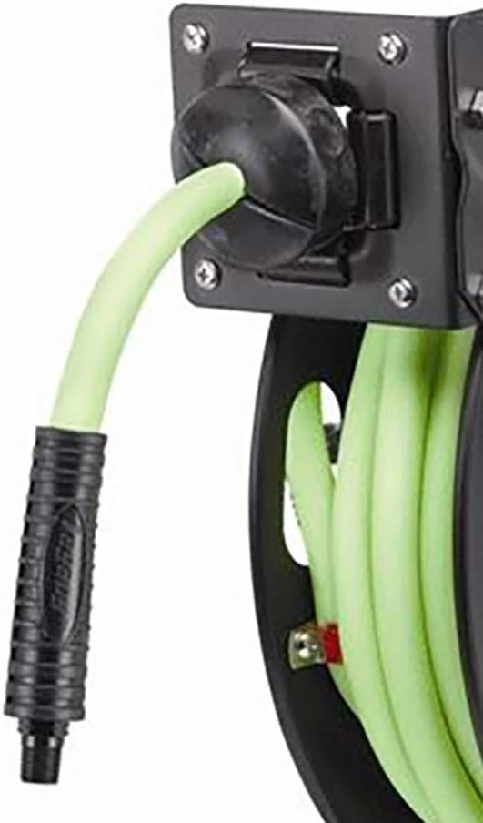Flexzilla Open Face Retractable Air Hose Reel, 3/8 in. x 25 ft., Heavy Duty, Lightweight, Hybrid, ZillaGreen - L8603FZ