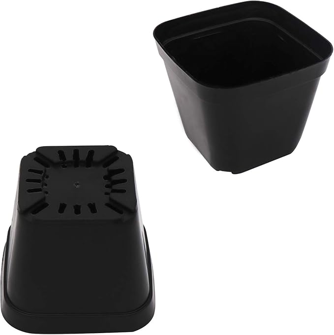 4 Inch Plastic Plant Pots Square Nursery Pot 25 PCS Sturdy & Reusable Starter Container for Starting Seedlings, Succulents,Cuttings & Transplanting with Drainage Holes, Black