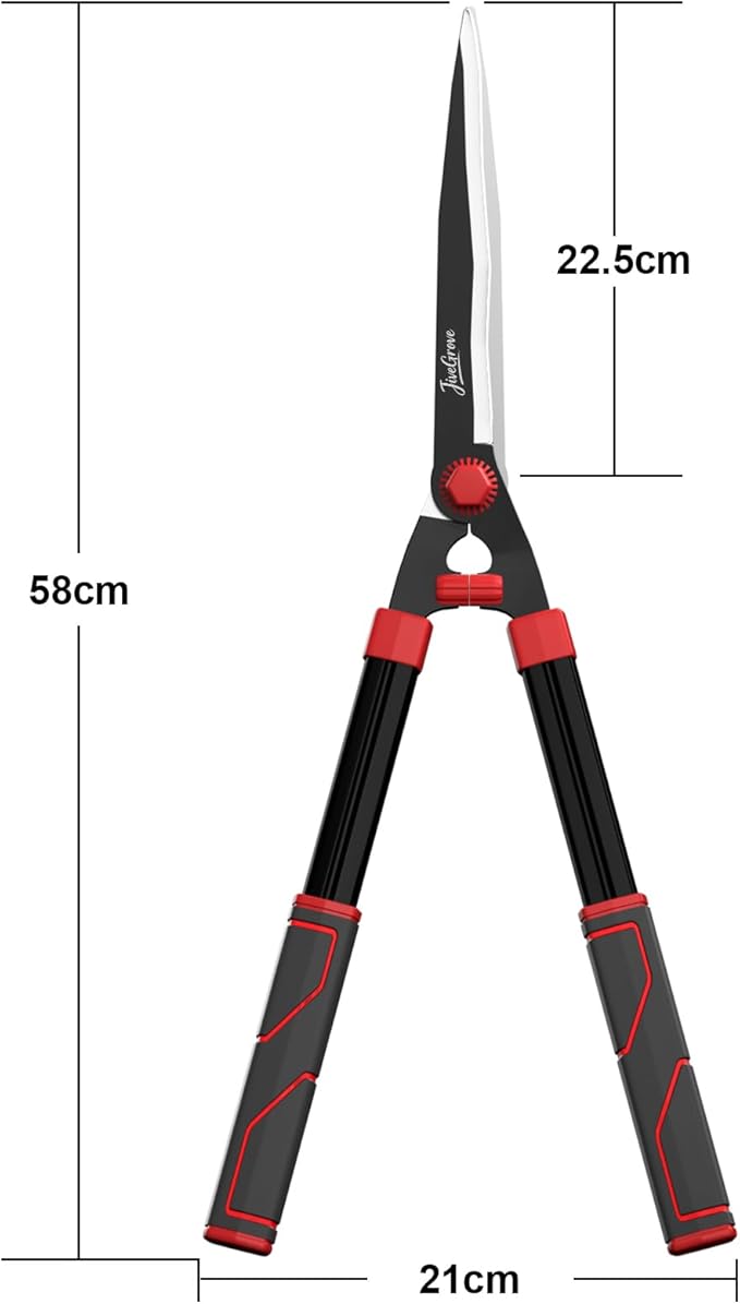 Hedge Shears 23" - Razor Sharp SK5 Carbon Steel Blades, Anti-Rust Coating, Lightweight Garden Clippers for Trimming Hedges, Shrubs & Bushes,Ergonomic Non-Slip Handles