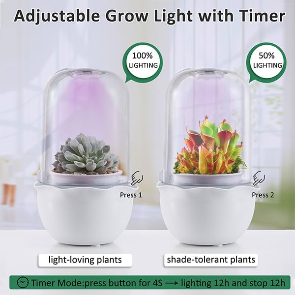 Smart Venus Fly Trap Terrarium Pot with Timer&Fan,Plant Terrarium Kit with Grow Light for Carnivorous,Butterwort, Venus Flytrap,Birthday Gardening for Women Garden Lover-No Plant