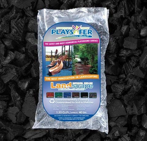 Playsafer Rubber Mulch Nuggets Protective Flooring for Playgrounds, Swing-Sets, Play Areas, and Landscaping (400 LBS - 16 CU. FT., Black)