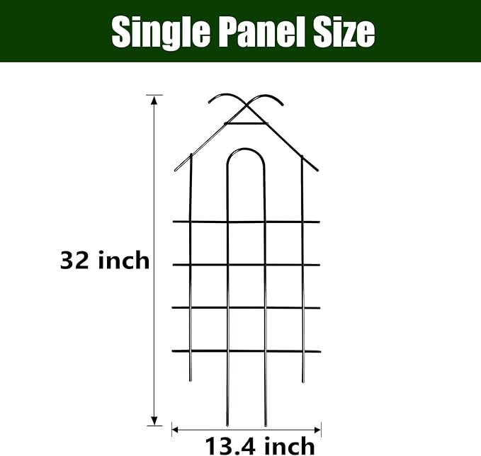 ARIFARO 32" Metal Garden Trellis for Climbing Plants, 4 Pack Plant Trellis for Potted Plants, Indoor Outdoor Black Trellis for Vines, Flowers, Cucumbers, 13.4" Wide