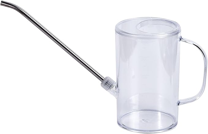 Small Plastic Watering Can - for Home Garden - with Long Spout - 1/4 Gallon - 34 Oz - White