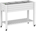 EasyUp 21 Gallon Elevated Raised Garden Bed with Storage Shelf & Lockable Wheels, Weatherproof Mobile Planter for Patio, Balcony, Vegetables & Flowers (Ashen)