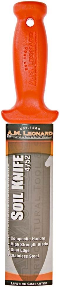 A.M. Leonard Deluxe Soil Knife, Orange – Hori Hori w/ 6-Inch Stainless Steel Blade