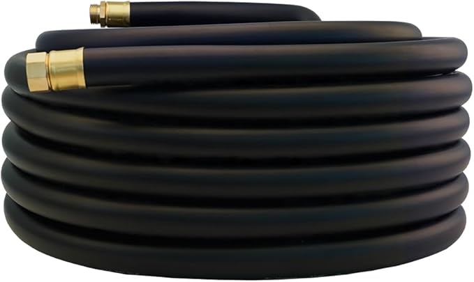 100FT ×1 inch Heavy Duty Rubber Garden Hose - 200psi Working, 1000psi Burst - Hot/Cold Water - Five-Layered Braiding for Durability - Versatile for Gardening, Agriculture, Construction(Black)