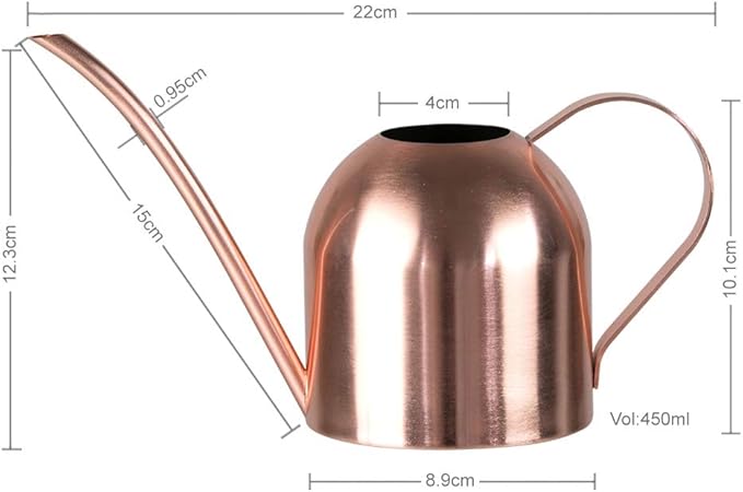 Small Watering Can Indoor Plants Metal Watering Cans 15oz Capacity Cute Design for House Plants & Gardens (Rose Gold 15 oz)