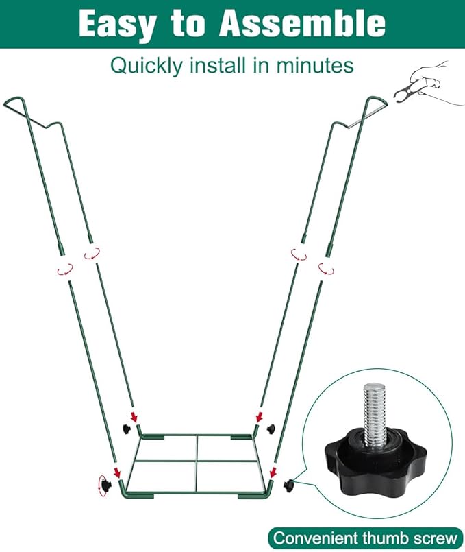 Outdoor Trash Bag Holder Stand - Heavy Duty Metal Garden Garbage Bag Support Frame for 30-45 Gallon Capacity, Multi-Use Portable Yard Leaf Bag Stand for Leaves, Weeding, Lawn Party, Green