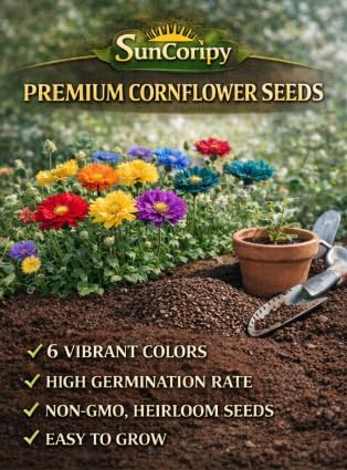 900 Pcs Cornflower Seeds (Centaurea cyanus) – Vibrant Wildflower Seeds for Pollinator Gardens, Butterfly & Bee Friendly, Annual Flower Seeds for Garden Borders, Pots, and Flower Beds (Dark Green)