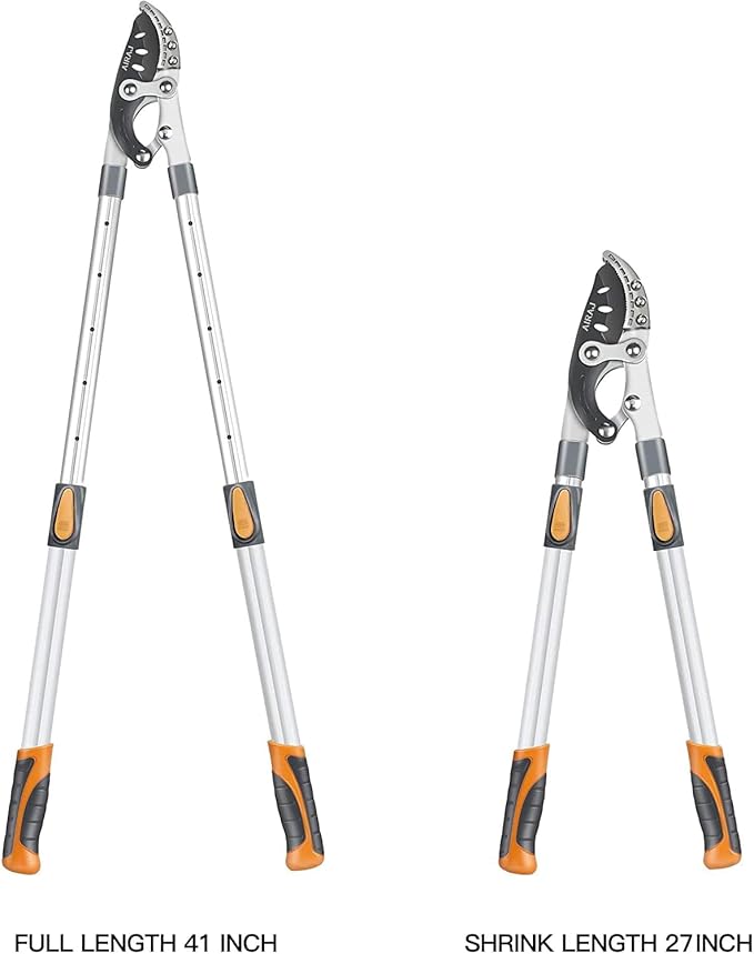 AIRAJ 27-41'' Extendable Anvil Loppers Heavy Duty with Compound Action, Tree Trimmer with 2 Inch Cutting Capacity, Chops Thick Branches Ease,Heavy Duty Tree Pruner with SK5 Spare Blade