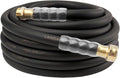 Heavy Duty Premium Garden Hose 50ft x 5/8", 300PSI Working, 1000PSI Burst, Hybrid Rubber Water Hose with Transparent Swivel Handle - Hot/Cold Water - Five Layered Braiding with Brass fittings (Black)