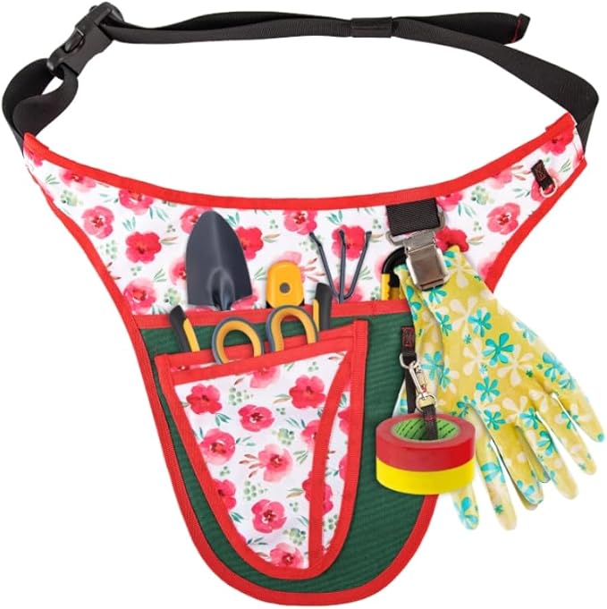Garden Tool Belt for Women,Gardening Tool Pouch Apron with Pockets,Tool Belt Pouch Organizer,Gardening Gifts for Women,Garden Waist Bag,Belt Apron (28.47 x 33cm)