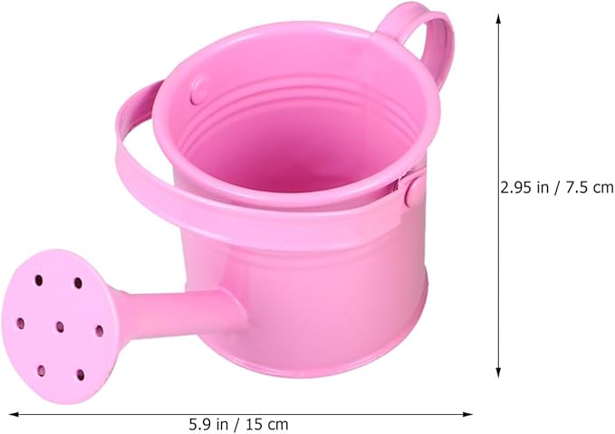 DOITOOL Kids Watering can Metal Portable Small Watering Pot for Indoor Outdoor Plants Flowers with Long Spout and Stable Base 6 Inch
