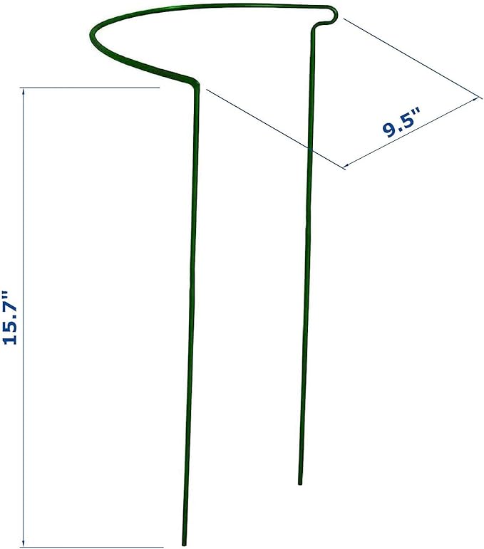 12 Pack 15.8 Inch High Plant Stake,Garden Plant Support,Half-Round Peony Cage Plant Ring Hoop