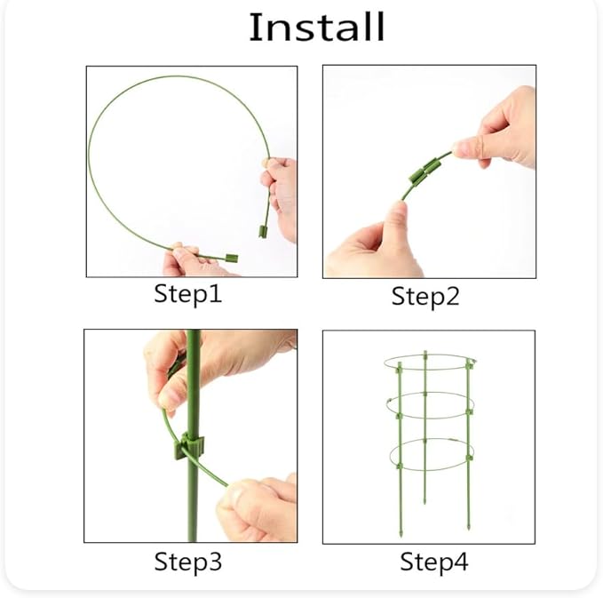 3 Pack Tomato Cage Plant Support Climbing Plant Support for Garden Plants Supports 18 inches Small Tomatos Cages Trellis with Adjustable Rings Garden Pots Tomato Trellis Rings for Climbing Plants