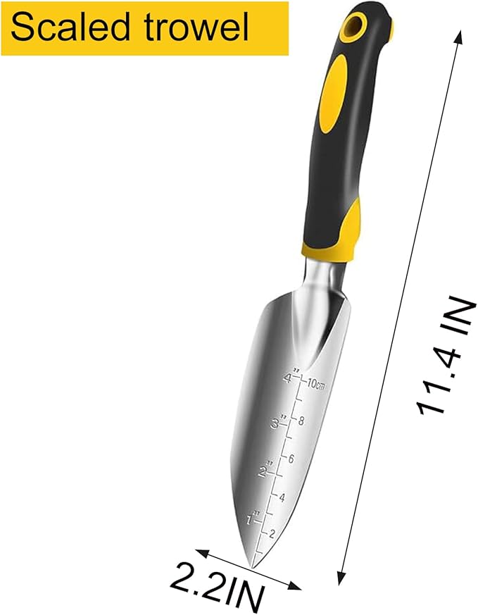 3-Piece Gardening Tool Set, Heavy Duty Hand Tools with Ergonomic Non-Slip Handle, Includes Trowel, Transplanting Spade & Hand Rake Cultivator, Ideal for Planting, Weeding & Small Garden Tasks